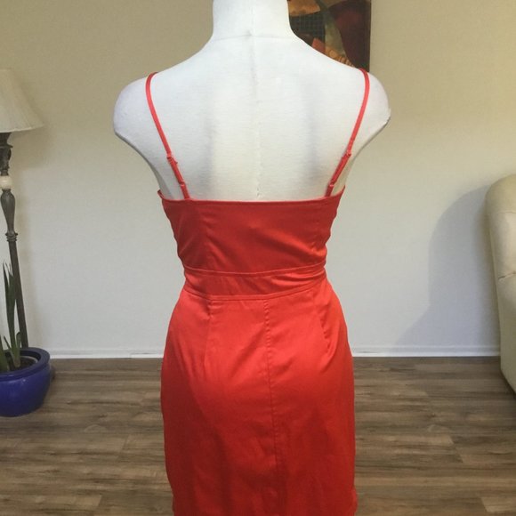 FOREVER 21 Pencil Short Mini Dress Beaded Stretchy Spaghetti Strap Petite Red SP - Picture 7 of 9